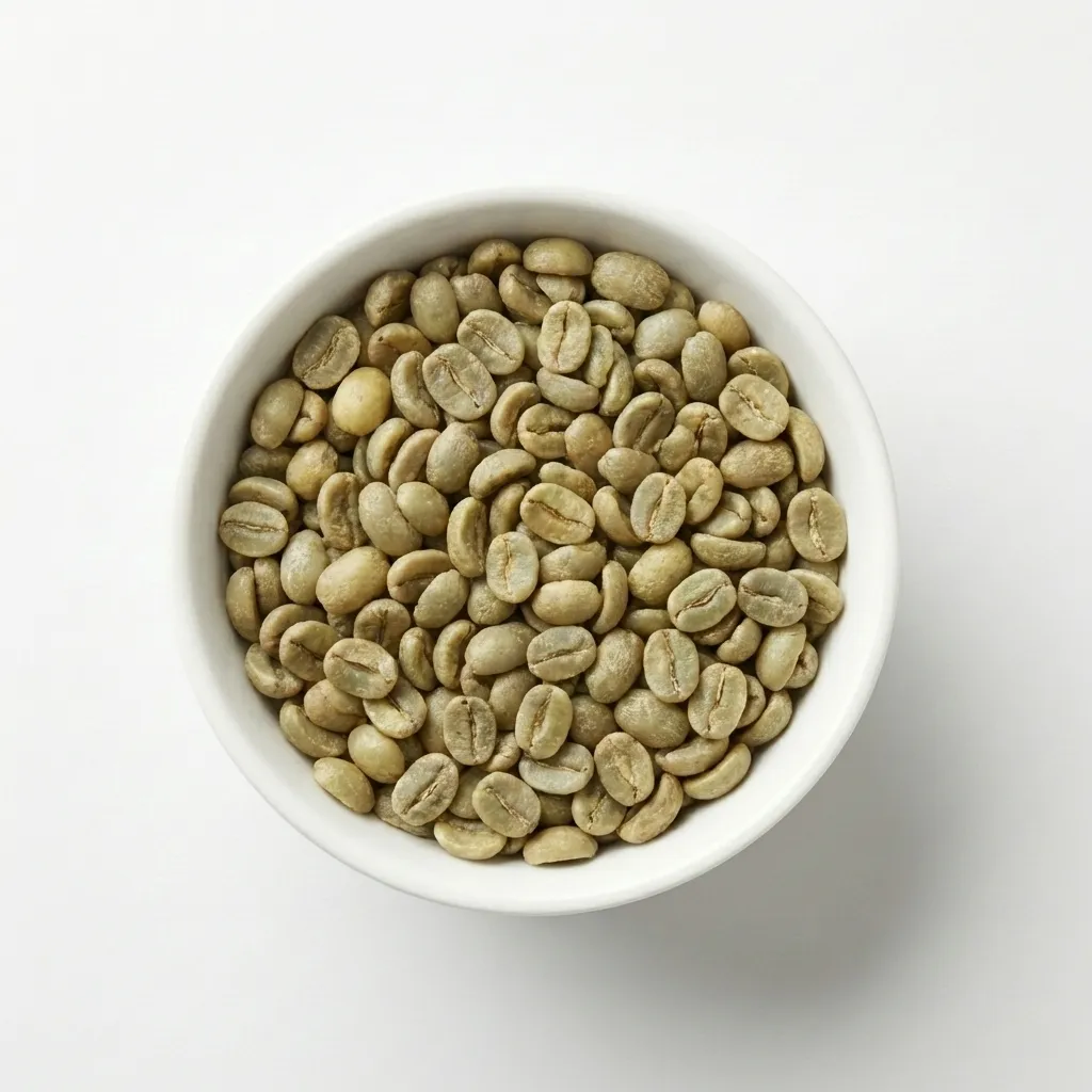 A bowl of raw green coffee beans from Koraput, Odisha